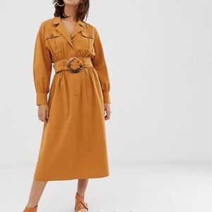 Midi Shirt Dress with Belt